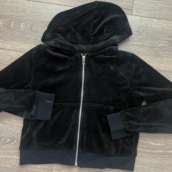 Art Class Black Full Zip Front Velour Hoodie Hooded Sweatshirt Size Large 10/12 - Picture 1 of 12